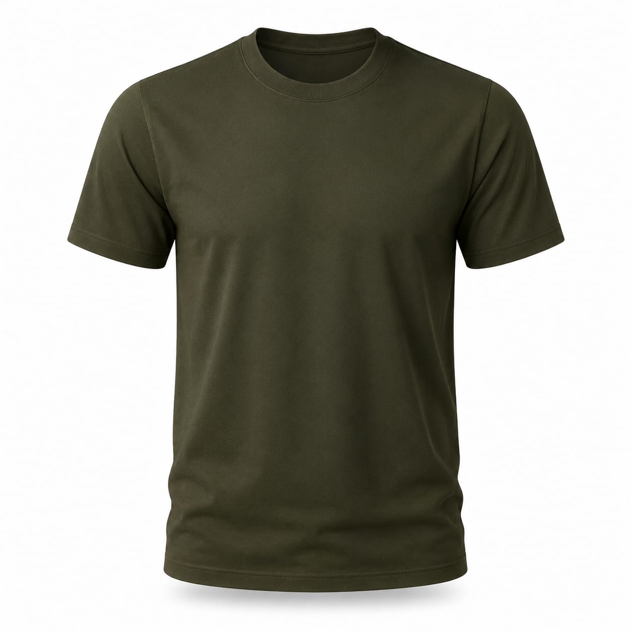 100% Cotton Plain T-Shirt – Olive Green Flatlay